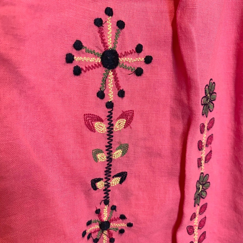TEA COLLECTION Malati Kantha LINEN Embroidered Floral Dress Girls 10 Pink Boho - Picture 6 of 9